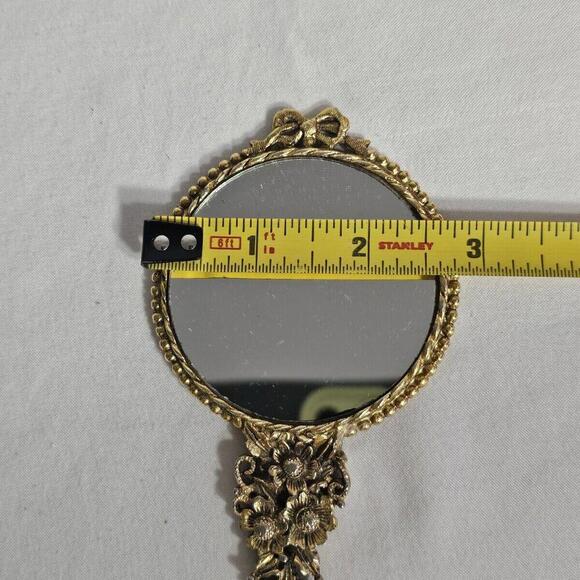 VTG Gold Plated Hand Mirror. HEAVY - 5 1/2" LONG. Double Sided. See Photos - Picture 5 of 6